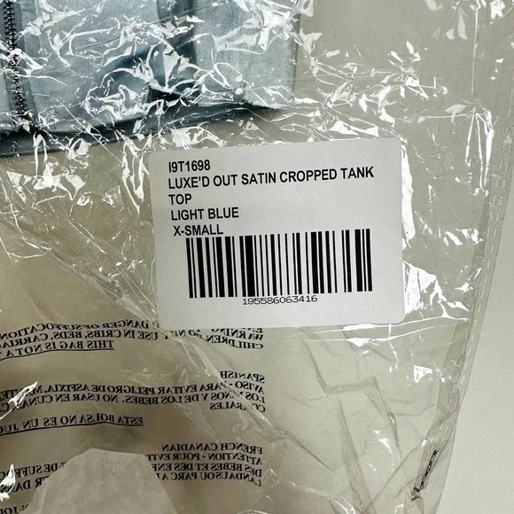 Lulus NWT Luxe'd Out Satin Silk Scoop Neck Cropped Tank Top Light Blue Size XS - Picture 10 of 10